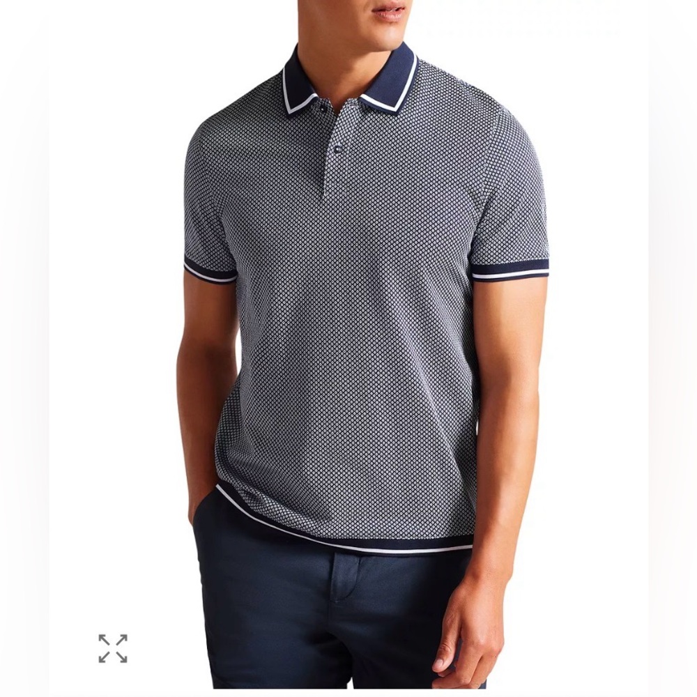 Ted Baker Norris polo geo print , size 7,  US XXXL